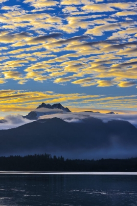 Picture of USA- WASHINGTON STATE- SEABECK. SUNSET OVER OLYMPIC MOUNTAINS AND HOOD CANAL.