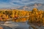 Picture of USA- WASHINGTON STATE- METHOW VALLEY AND RIVER EDGED IN FALL COLORED TREES.