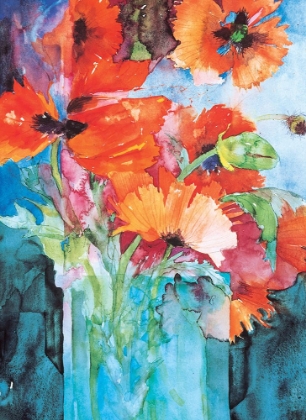 Picture of ORANGE AND BLUE FLORAL