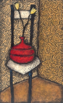 Picture of RED VASE ON CHAIR