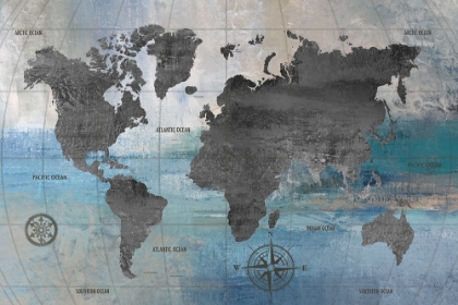 Picture of WORLD MAP BLUE AND GRAY
