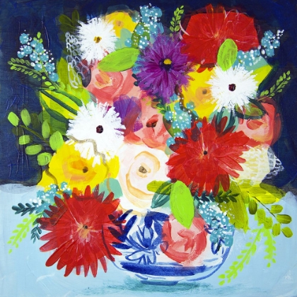 Picture of SUMMER BOUQUET WITH BLUE VASE II