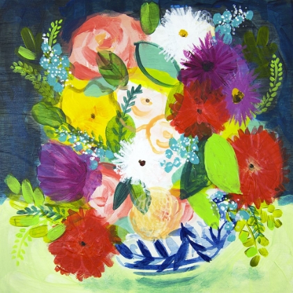 Picture of SUMMER BOUQUET WITH BLUE VASE III