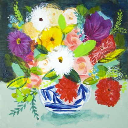 Picture of SUMMER BOUQUET WITH BLUE VASE IV