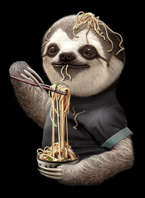 Picture of SLOTH EATING NOODLE