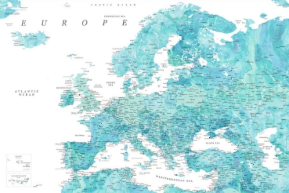Picture of AQUAMARINE DETAILED MAP OF EUROPE