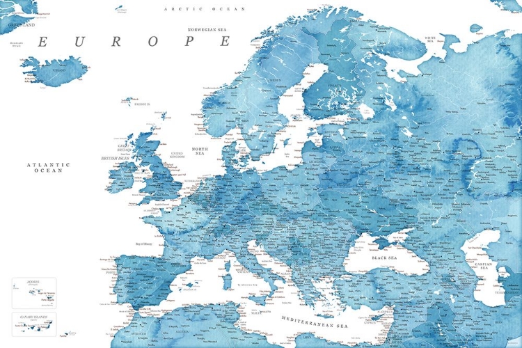 Picture of BLUE DETAILED MAP OF EUROPE