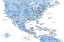 Picture of BLUE MAP OF USA AND THE CARIBBEAN SEA