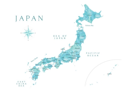 Picture of AQUAMARINE WATERCOLOR JAPAN MAP