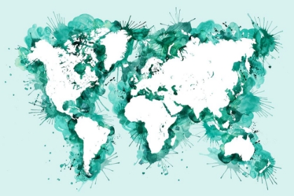 Picture of TEAL STROKES WORLD MAP