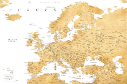 Picture of GOLDEN DETAILED MAP OF EUROPE