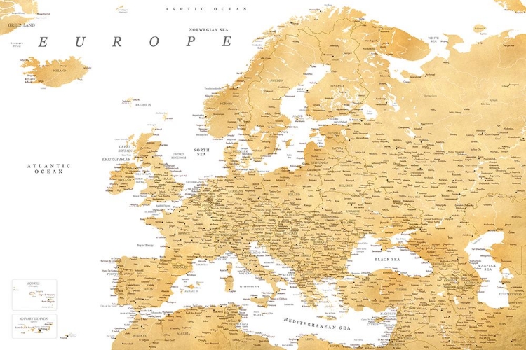 Picture of GOLDEN DETAILED MAP OF EUROPE