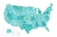 Picture of AQUAMARINE WATERCOLOR US MAP