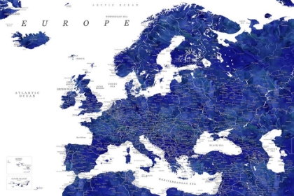 Picture of NAVY BLUE DETAILED MAP OF EUROPE