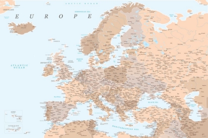 Picture of NEUTRAL DETAILED MAP OF EUROPE