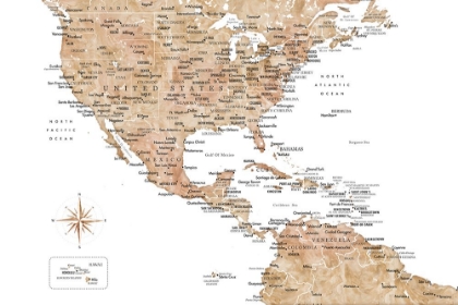 Picture of NEUTRAL USA AND THE CARIBBEAN SEA MAP