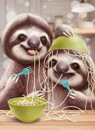 Picture of YOUNG SLOTH EATING SPAGETTI