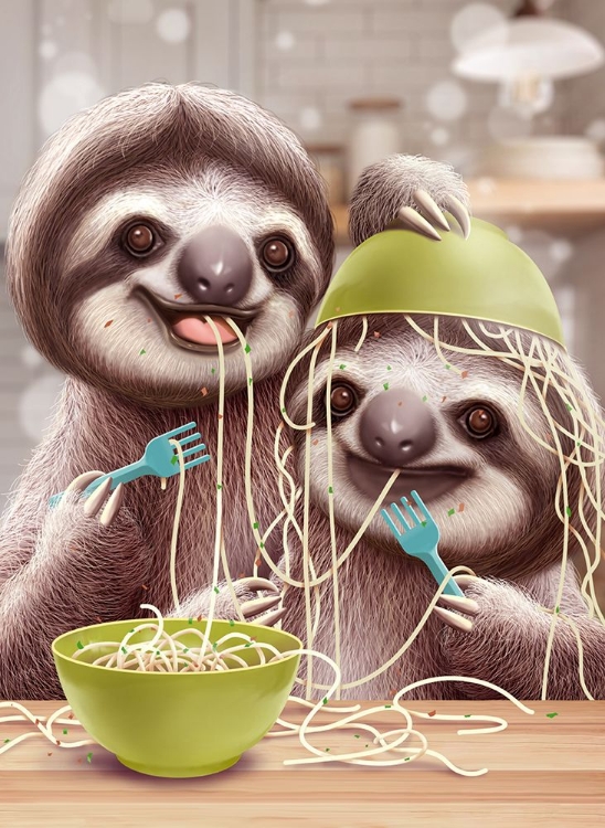 Picture of YOUNG SLOTH EATING SPAGETTI