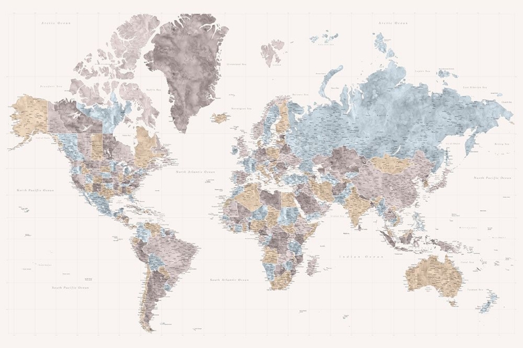 Picture of MAHLER HIGHLY DETAILED WORLD MAP WITH CITIES