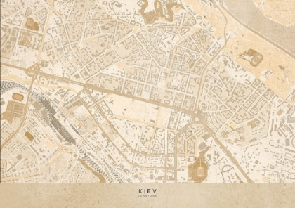 Picture of SEPIA MAP OF KIEV DOWNTOWN (PRE-WAR)