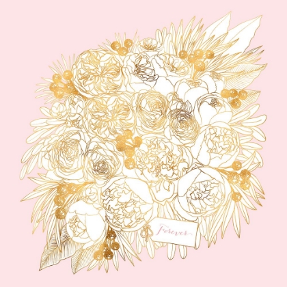 Picture of FOREVER REKHA FLORAL BOUQUET IN GOLD AND PINK