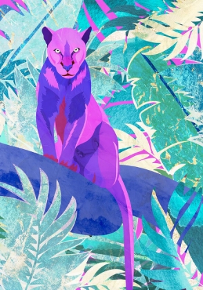 Picture of PINK AND GREEN NEON PANTHER IN JUNGLE