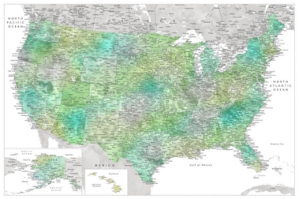 Picture of HIGHLY DETAILED MAP OF THE UNITED STATES, ORIOLE