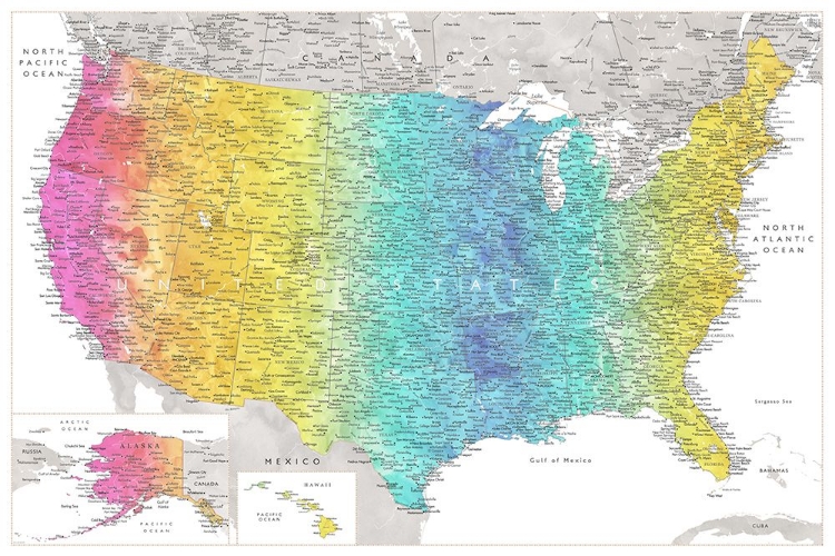 Picture of HIGHLY DETAILED MAP OF THE UNITED STATES, JUDE