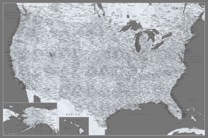 Picture of HIGHLY DETAILED MAP OF THE UNITED STATES, PAOLO