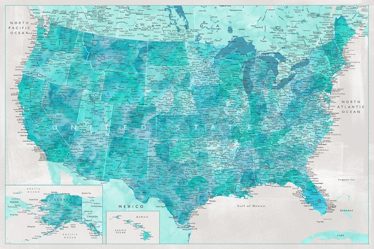 Picture of HIGHLY DETAILED MAP OF THE UNITED STATES, HARRIET