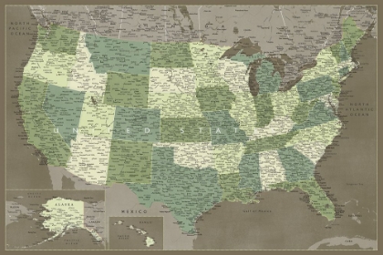 Picture of HIGHLY DETAILED MAP OF THE UNITED STATES, CAMO