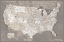 Picture of HIGHLY DETAILED MAP OF THE UNITED STATES, DARK TAUPE