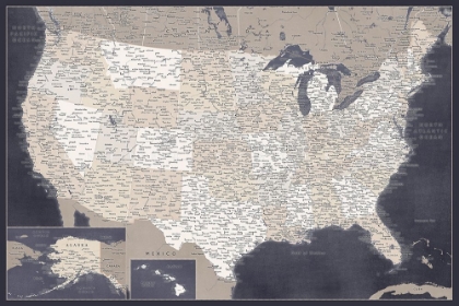 Picture of HIGHLY DETAILED MAP OF THE UNITED STATES, GLYN