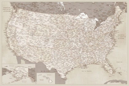 Picture of HIGHLY DETAILED MAP OF THE UNITED STATES, GENTRY