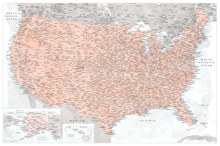 Picture of HIGHLY DETAILED MAP OF THE UNITED STATES, LYNETTE