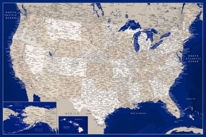 Picture of HIGHLY DETAILED MAP OF THE UNITED STATES, KAMERYN