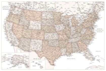 Picture of HIGHLY DETAILED MAP OF THE UNITED STATES, LOUIE