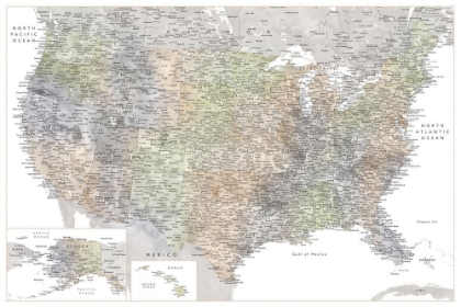Picture of HIGHLY DETAILED MAP OF THE UNITED STATES, HABIKI