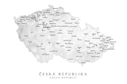 Picture of GRAY WATERCOLOR MAP OF THE CZECH REPUBLIC