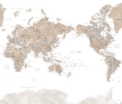 Picture of PACIFIC-CENTERED WORLD MAP WITH CITIES, ABEY
