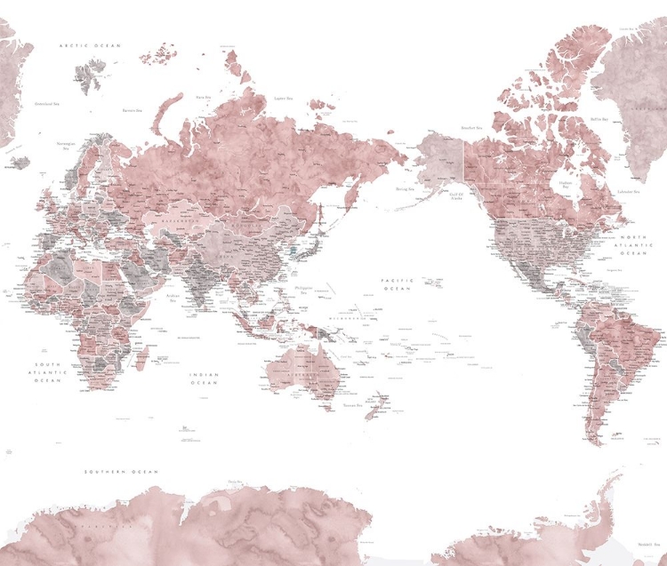 Picture of PACIFIC-CENTERED WORLD MAP WITH CITIES, PIPER