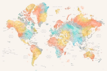 Picture of WATERCOLOR WORLD MAP WITH COUNTRIES, FIFI