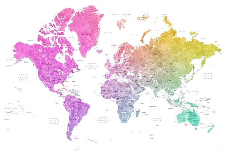 Picture of WATERCOLOR WORLD MAP WITH COUNTRIES, LEO