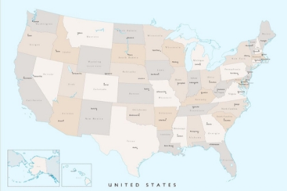 Picture of ISOLATED MAP OF THE UNITED STATES WITH STATES AND STATE CAPITALS