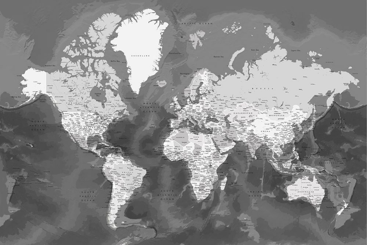 Picture of DETAILED WORLD MAP WITH CITIES, PATWIN