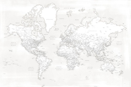 Picture of DETAILED WORLD MAP WITH CITIES, MAELI WHITE