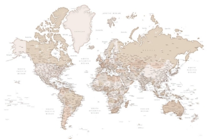 Picture of DETAILED WORLD MAP WITH CITIES, LOUIE