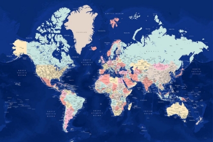 Picture of DETAILED WORLD MAP WITH CITIES, POWA