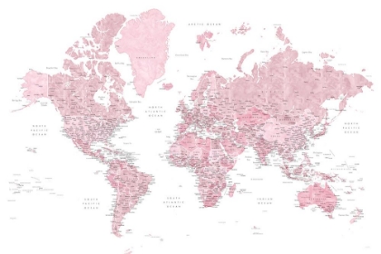 Picture of ETAILED WORLD MAP WITH CITIES, MELIT