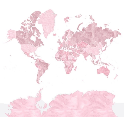 Picture of PINK WATERCOLOR WORLD MAP WITH OUTLINED COUNTRIES, MELIT